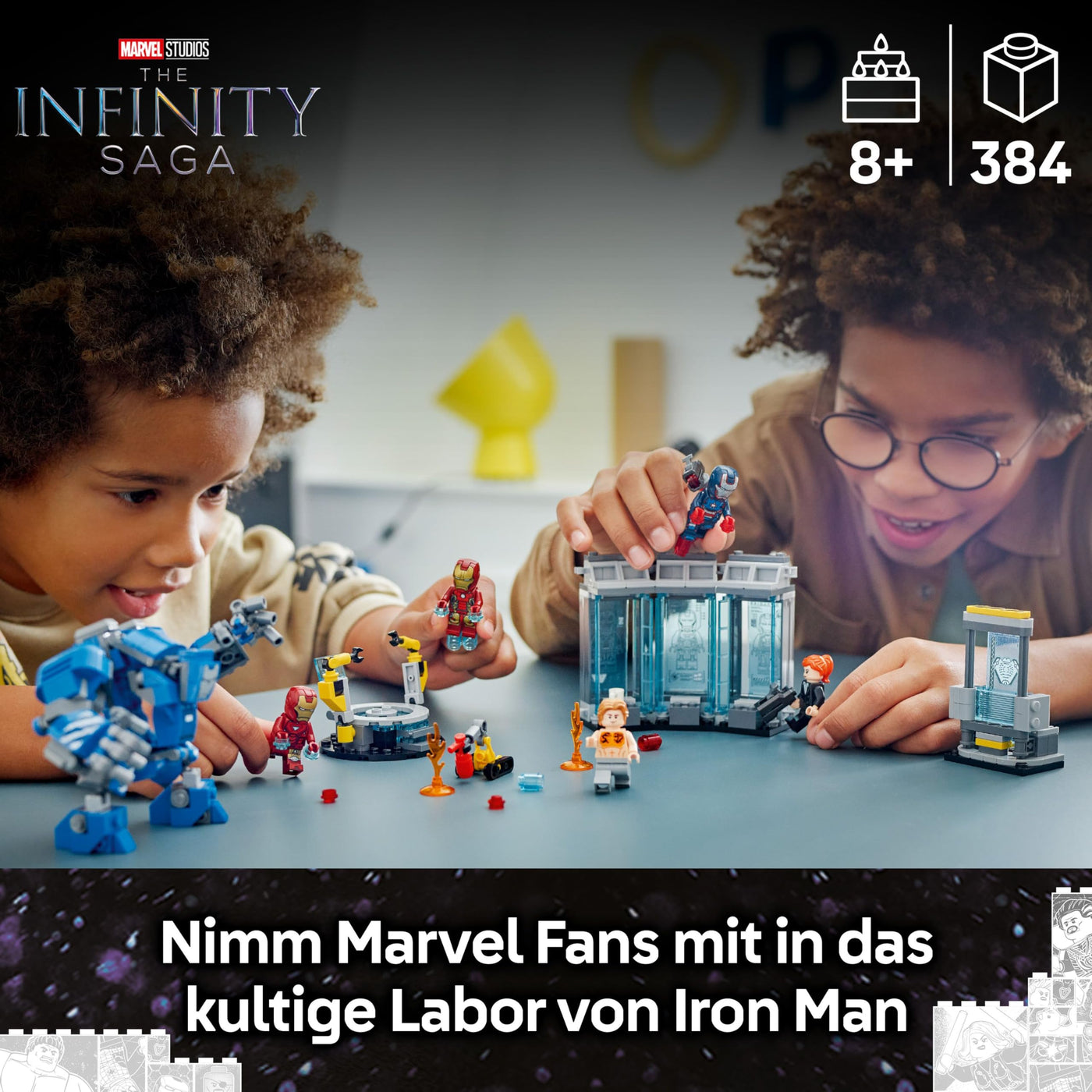 LEGO Marvel Iron Mans Labor: Halle der Rüstungen - Superhelden Spielzeug mit Einer Mech Figur, 5 Minifiguren inkl. Aldrich Killian - Avengers Geschenk für Jungen und Mädchen ab 8 Jahren 76315