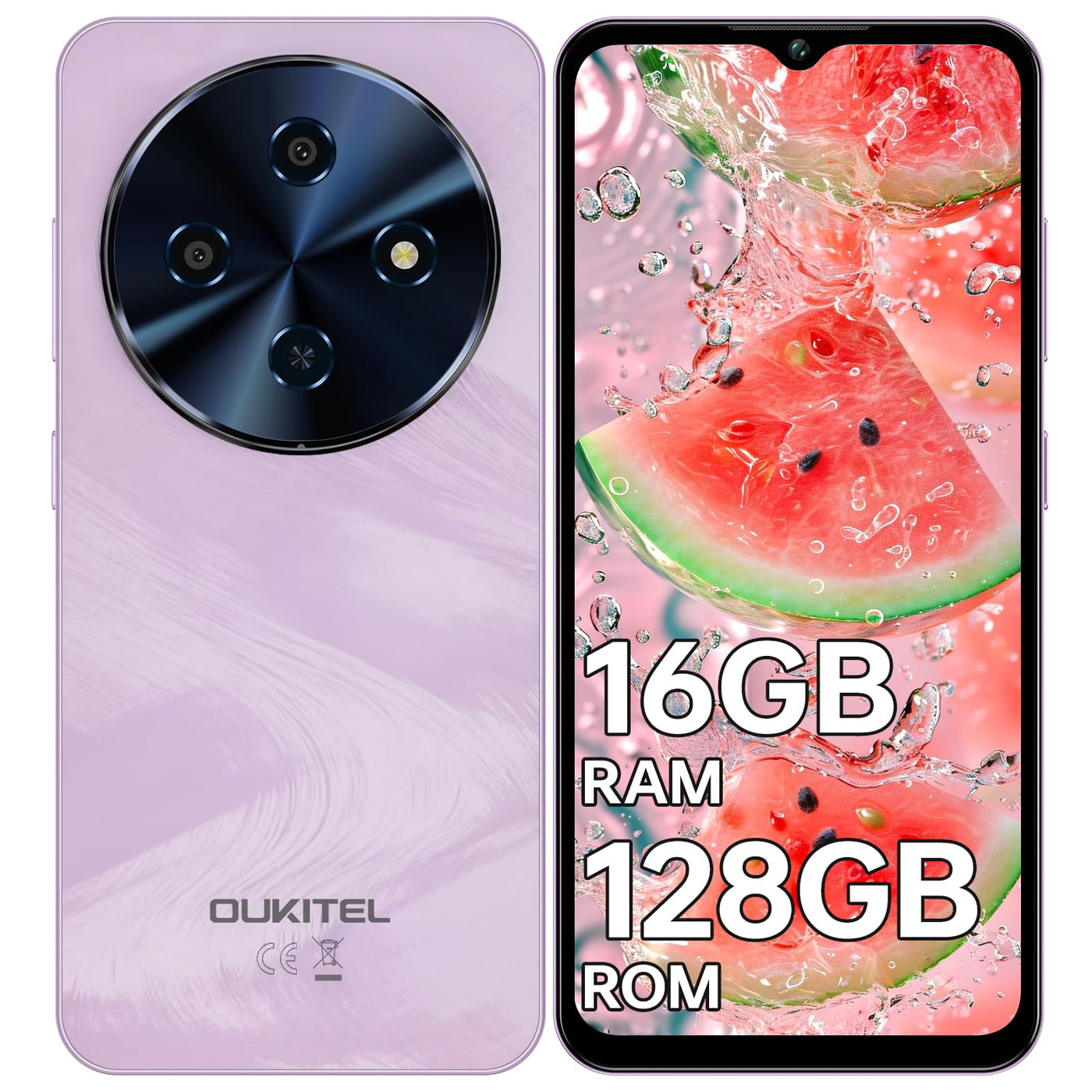 OUKITEL C5 Smartphone Ohne Vertrag, 16GB RAM+128GB ROM/1TB, 6.52" Bildschirm Handy Ohne Vertrag, 5000mAh Android Smartphone, 13MP Kamera Simlockfreie Handys, Dual 4G SIM/Face ID/OTG/3.5mm Jack