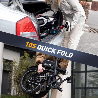 HITWAY E Bike 16 Zoll Elektrofahrrad E Bike, Pedelec mit 250W Motor, 25km/h Geschwindigkeit, 324Wh Batterie E-Fahrräder für Erwachsene BK35S (Schwarz-BK35S-9Ah)