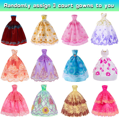 49-teiliges Puppenkleidungs- und Zubehörset für 11,5-Zoll-Mädchenpuppen enthält 3 Lange Kleider, 4 Oberteile, 4 Hosen, 3 Bikinis, 5 Kurze Kleider, 10 Schuhe, 10 Handtaschen, 10 Kleiderbügel