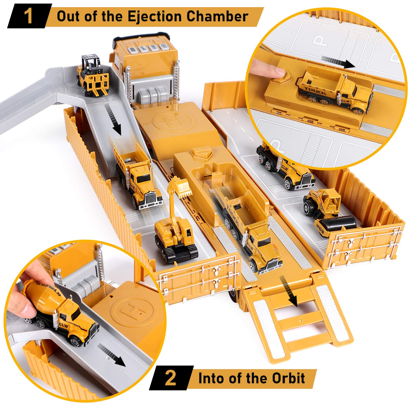 Baufahrzeuge Kinder groß LKW Fahrzeug Spielzeug Geschenke ab 2 3 4 5 Junge Geschenkideen mit Kran Bagger Dampfwalze Planierraupe Lastwagen Betonmischer Konstruktionsfahrzeuge Spielzeug Kinder Jungen