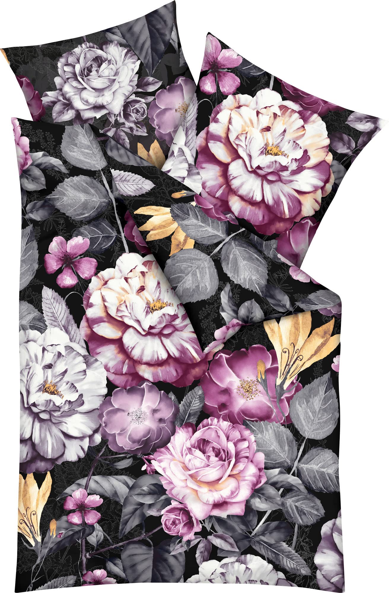 Kaeppel Mako-Satin Bettwäsche Serena schwarz 1 Bettbezug 155 x 220 cm + 1 Kissenbezug 80 x 80 cm