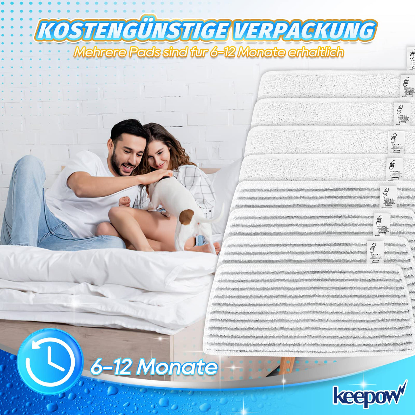 KEEPOW 8 Stück für Vileda Dampfreiniger XXL Ersatzbezüge, Mikrofaser für Vileda Steam PLUS XXL Ersatzbezug, Waschbar Kompatibel Mit Vileda Steam PLUS XXL Dampfreiniger (4 Grau + 4 Weiß)