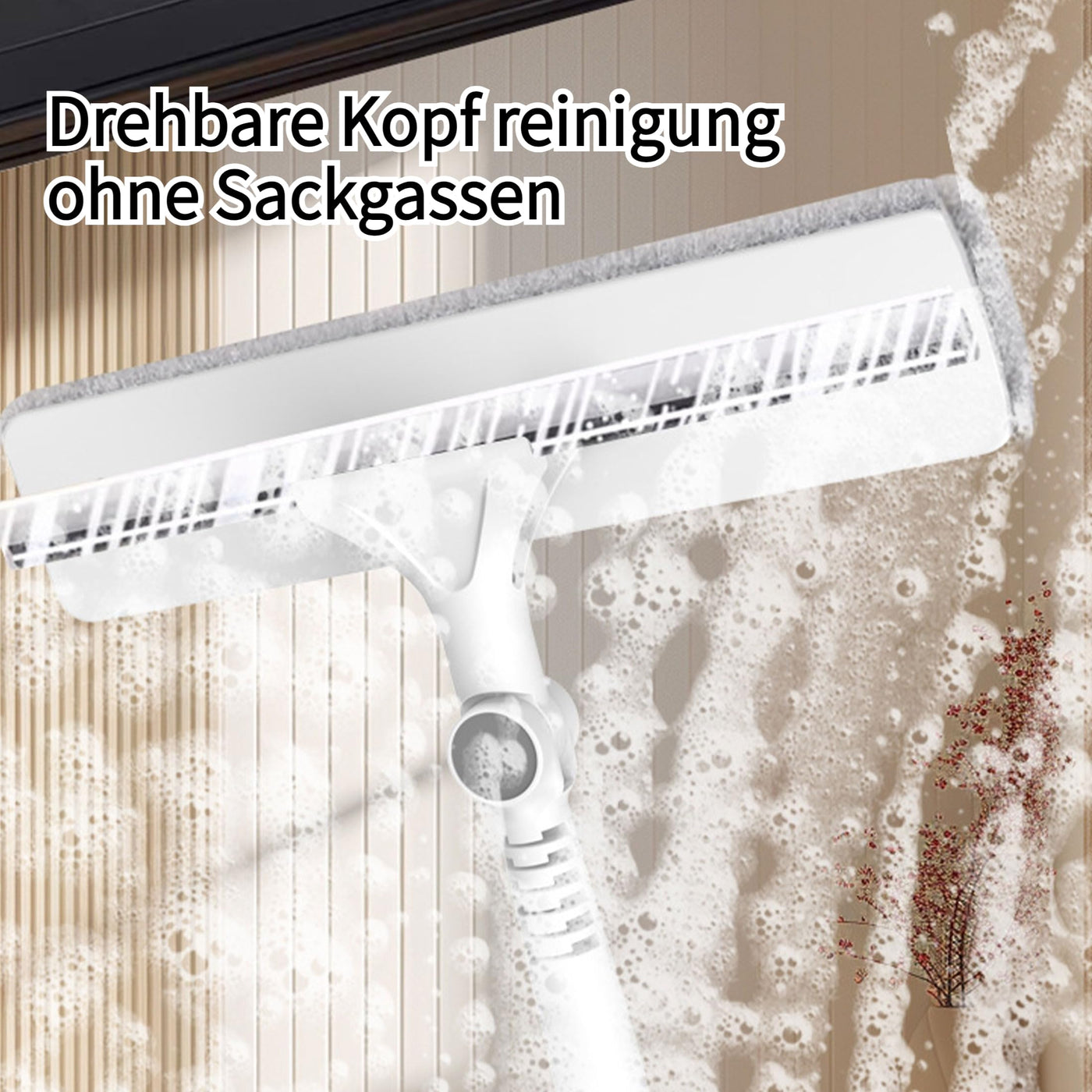 Shakub Fensterwischer 80-134cm mit Silikonabzieher & Mikrofaserschrubber 180°Drehbar,Abnehmbar Fensterabzieher Breite 26cm für Bad, Dusche, Glas, Spiegel, Auto(Ohne Düse 134x26cm)