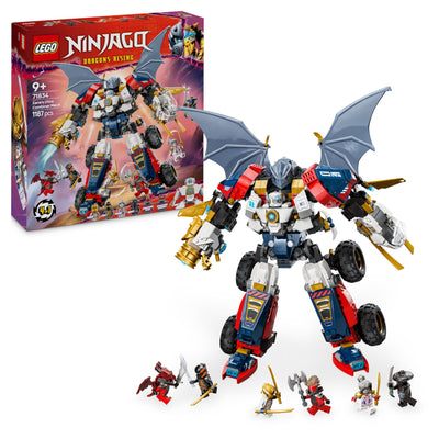 LEGO NINJAGO 4in1 Zanes Ultra-Kombi-Mech - Spielzeug mit Auto Modell - Umbaubar in einen Jet oder Drachen Figur - Inkl. 6 Minifiguren - Bauspielzeug für Jungen und Mädchen ab 9 Jahren 71834