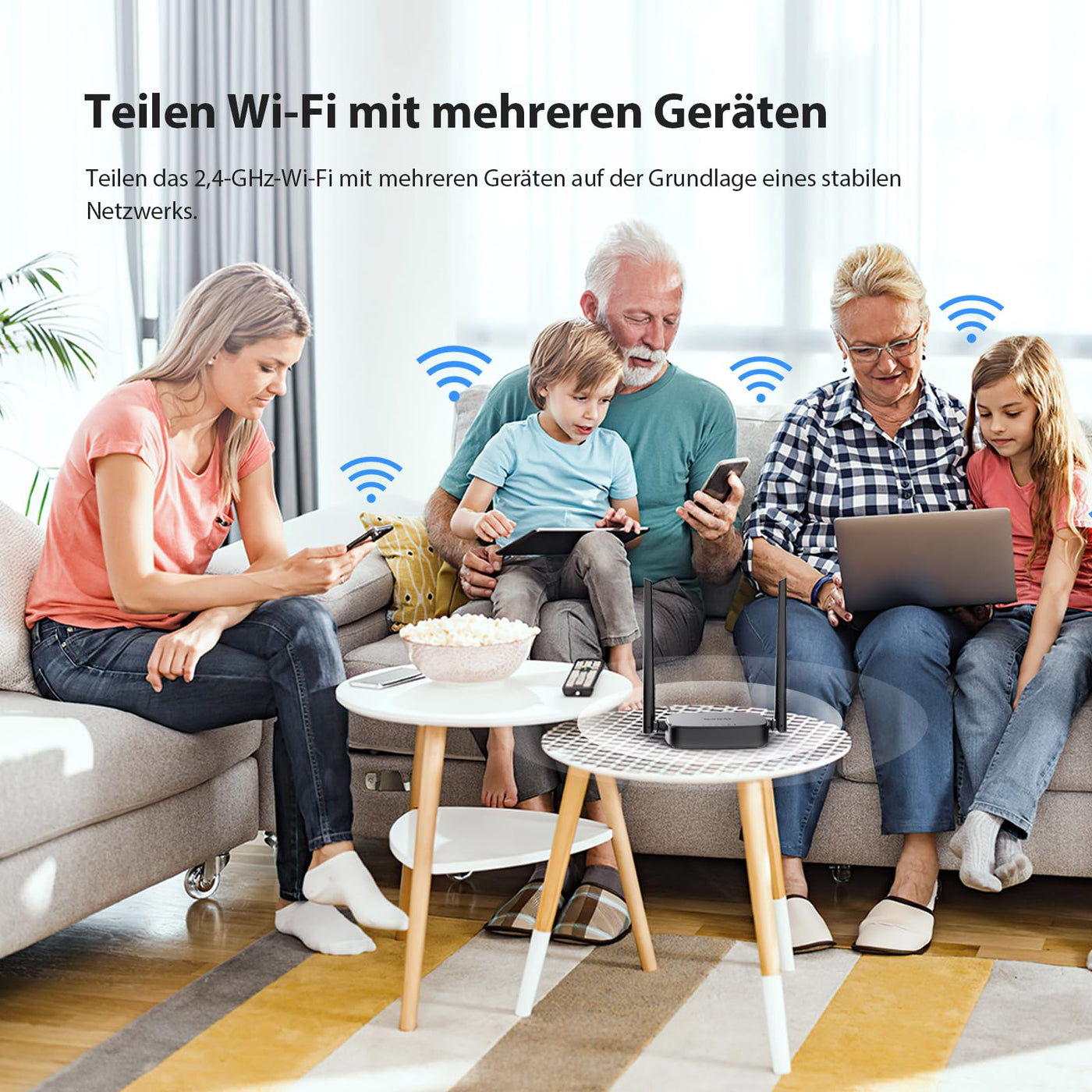 Tenda 4G03 Pro 4G LTE Router, WLAN Router für Nano-SIM-Karten (N300 CAT4, 150 Mbit/s im Download, 300 Mbit/s 2,4GHz) 2*4dBi Antennen, Plug & Play, Fast-Ethernet-Port, App, Router Modus, LED, Schwarz