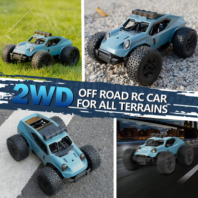 Kizeefun Ferngesteuertes Auto, 2.4Ghz 1/20 RC Auto Geländewagen 20 km/h Alle Gelände, Elektrisches Spielzeug, Offroad mit 2 AKKU 50min Spielzeit und LED Scheinwerfer, Geschenk für Kinder