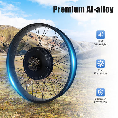 26 Zoll Fat-Bike Fatbike Umbausatz 48V 1500W Hinterrad E-Bike Bürstenloser Motor Kit mit LCD Display und Daumen-Drehknopf