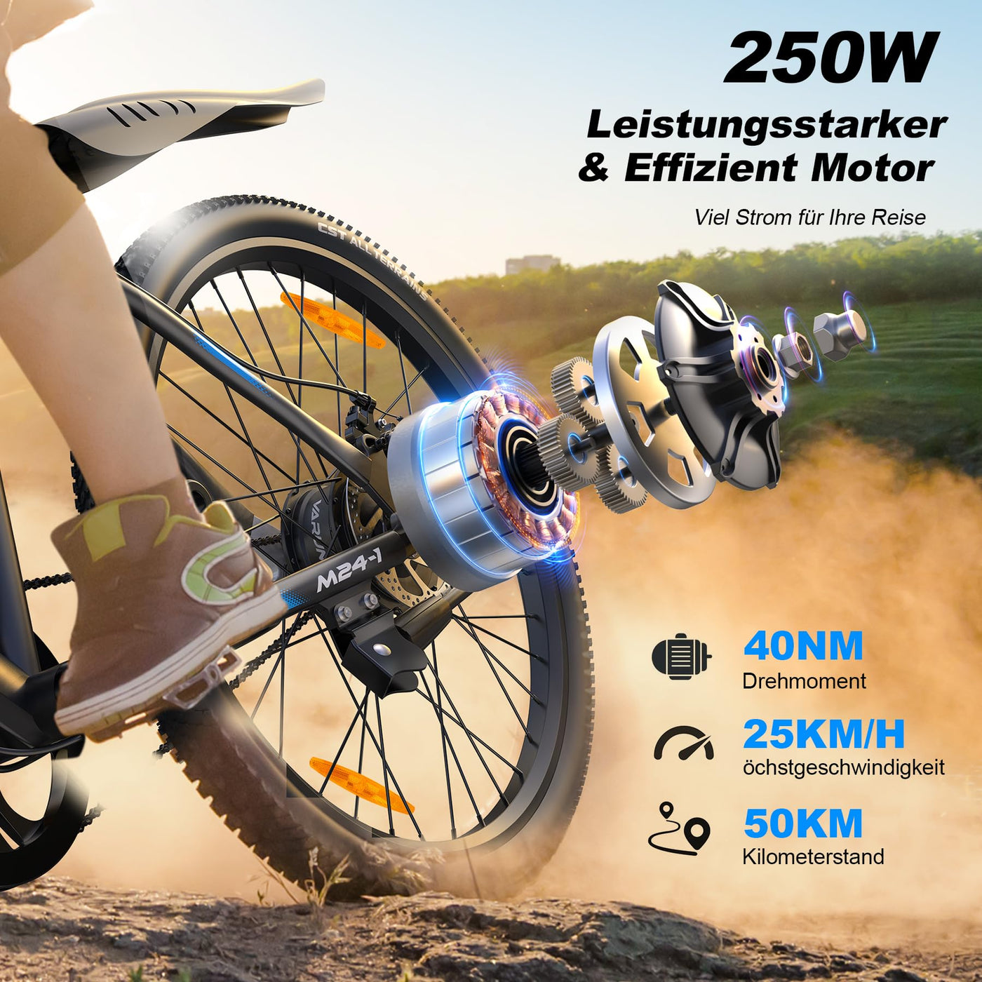 VARUN E Bike, 26"/24" E Bike Herren Damen mit 48V/36V Akku, 250W Motor, E-Mountainbike mit 21/1 Gang, 5 Modi, Aluminium Rahmen, Elektrofahrrad City Ebike mit EU-Konformes, Reichweite 50-80KM