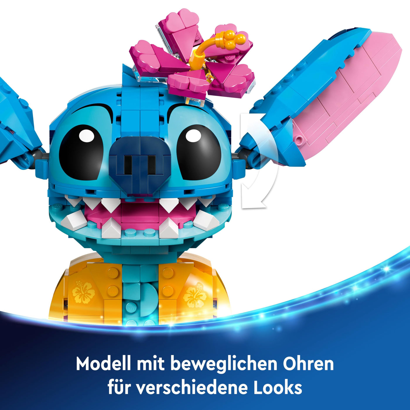 LEGO | Disney Stitch Figur – Modellbau mit Eistüte und dekorativer Blume – Kreatives Spielzeug zu Weihnachten – Geschenk für Kinder und Fans des Films Lilo & Stitch ab 9 Jahren – 43249