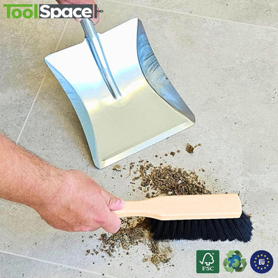 ToolSpace Handbesen x 2 - Handfeger aus Holz | Kehrwisch Besen Kunstborsten | Handkehrbesen | Handbesen Kamin, Camping | Kunststoff | Besen Winkel | Kehrset | Holzgriff Bürste | Hand Staubsauger