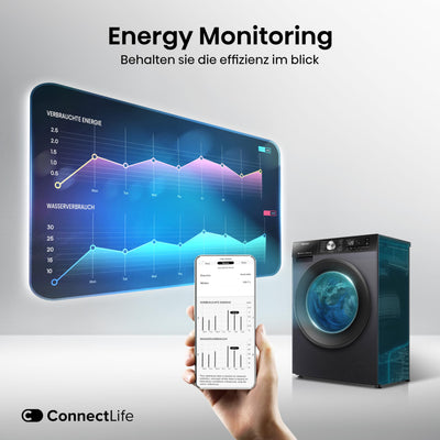 Hisense WF3S8043BB3 Waschmachine mit Dampffunkunktion, 8 kg, 1400 U,min, WIFI, ConnectLife, Power JetWash, Anti-Allergie Programm, Aqua Stop, Auto Wash, Quick Wash, EEK A-30 Prozent