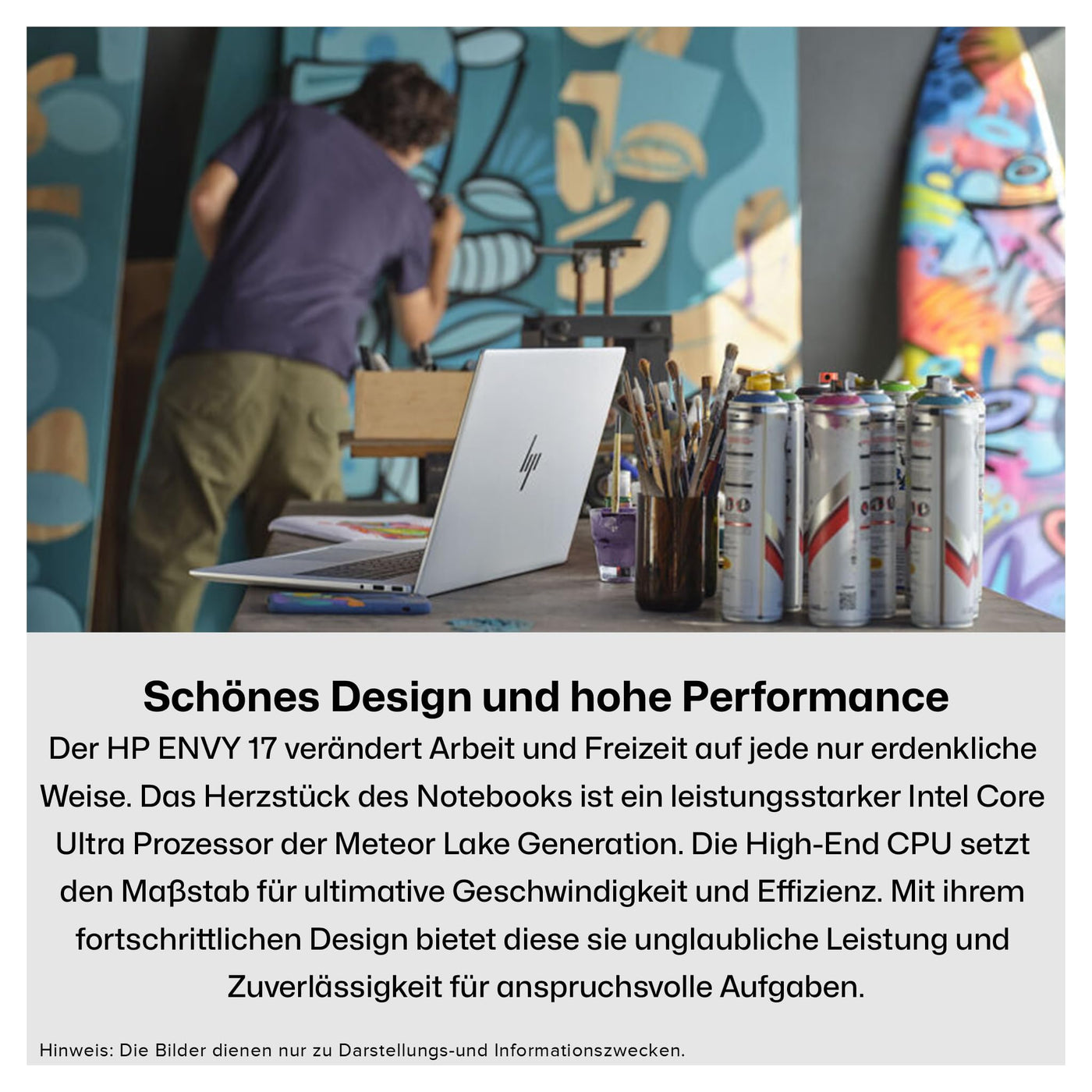 HP Envy Business Laptop, Intel Core Ultra 7-155H, 64 GB DDR5 RAM, 4 TB PCIe SSD, 17.3" FHD IPS Touchscreen, Intel Arc Graphics, QWERTZ Tastatur, Windows 11 Home, Silber