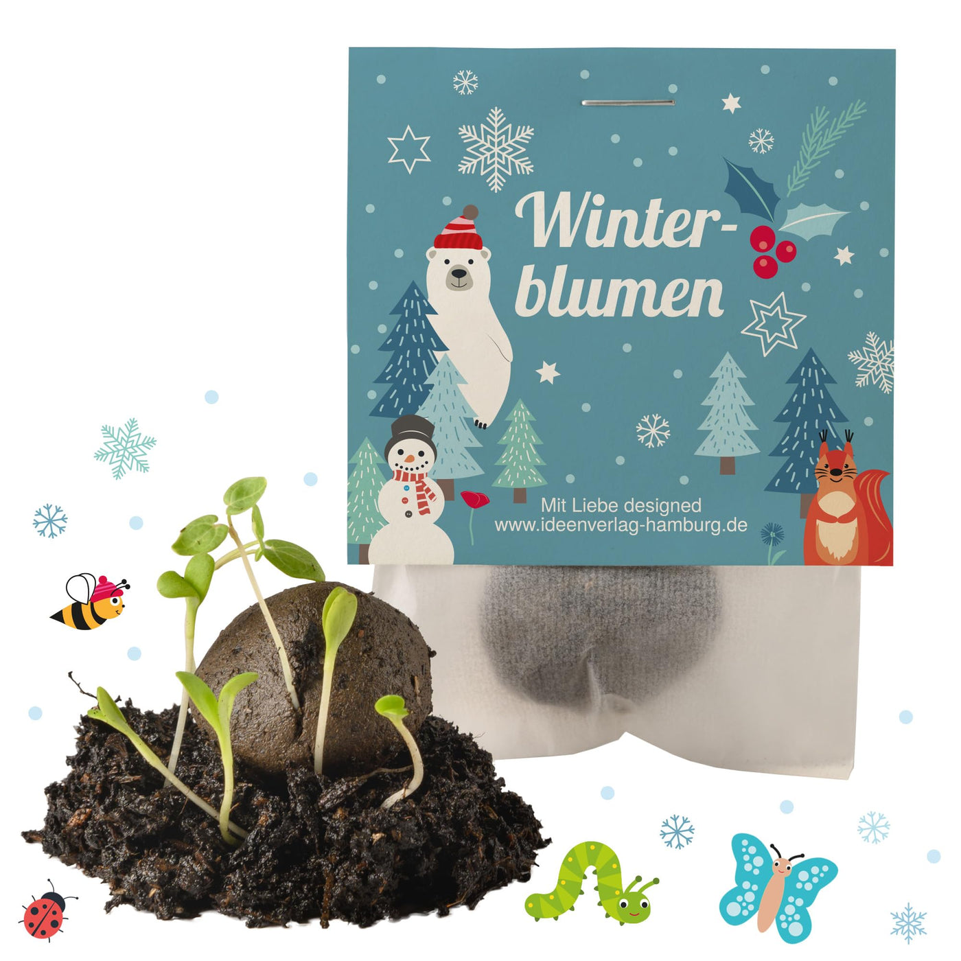 10x "Winterblumen" Winter Samenbomben Kindergeburtstag / treiben aus bei Kälte! / Geschenke Mitgebsel - Kinder Geburtstag Mitbringsel - Kleinigkeit give-away