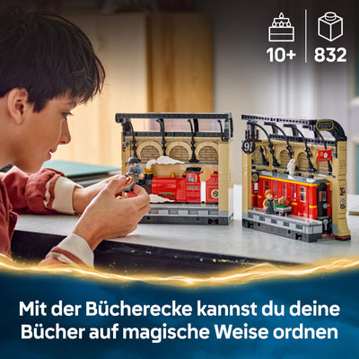 LEGO Harry Potter Buchstütze: Hogwarts Express - Set mit Spielzeug Zug, 2 Minifiguren inkl. Ron Weasley, Hedwig und Krätze - Wizarding World Geschenk für Jungen, Mädchen & Fans ab 10 Jahren - 76450