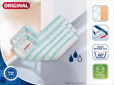 Leifheit 2er Set Wischbezug Profi XL micro duo, für alle Bodenarten, Bodenwischer Ersatzbezug für ideale Schmutzaufnahme dank 2-Faser-System, Mikrofaser Putzlappen ideal für Fliesen und Laminat