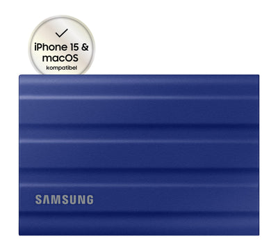Samsung Portable SSD T7 Shield, 2 TB, USB 3.2 Gen.2, 1.050 MB/s Lesen, 1.000 MB/s Schreiben, Robuste externe Festplatte Outdoor für Mac, PC und Smartphone, Blau, MU-PE2T0R/EU
