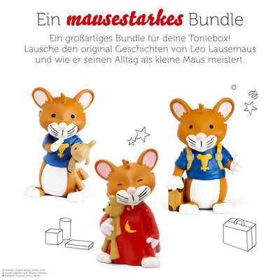tonies Hörfiguren Bundle für Toniebox, 3 x Leo Lausemaus Figur mit jeweils 4 spannenden Abenteuern für Kinder ab 3 Jahren
