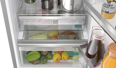 SIEMENS KG39NAIAT Stand-Kühl-Gefrier-Kombination iQ500, freistehende Kühlkombination mit Gefrierbereich unten 203x60 cm, 260L Kühlen, 103L Gefrieren, NoFrost, hyperFresh, bottleCooler, Edelstahl