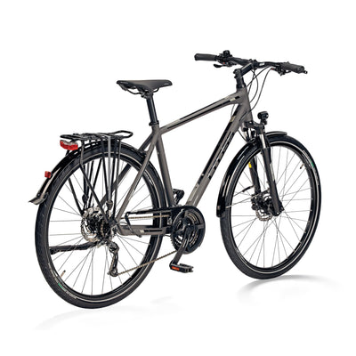 Airtracks 28 Zoll Herren Trekking Fahrrad TRAVEL Gent Trekkingbike Trekkingrad City Bike 24 x Gang Shimano Altus RD-M2000 SGS - Grau Matt - Rahmenhöhen 48cm 52cm 56cm - (52cm (Körpergröße 165-175cm))