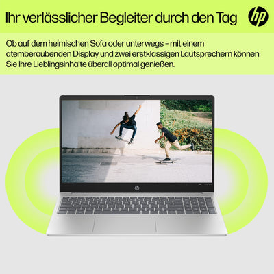 HP Laptop | 15,6" FHD Display | Intel Processor N100 | 4 GB DDR4 RAM | 128 GB UFS | Intel UHD Graphics | Windows 11 Home im S-Modus | QWERTZ | Natural Silver