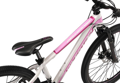 BIKESTAR Hardtail Aluminium Mountainbike Shimano 21 Gang Schaltung, Scheibenbremse 26 Zoll Reifen | 13 Zoll Rahmen Alu MTB | Weiß Pink