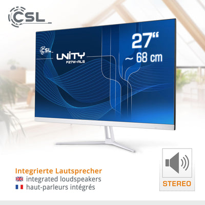 All-in-One-PC CSL Unity F27W-ALS, 68,58 cm (27 Zoll, 1920x1080 Full HD) - Leistungsstarker AIO (Intel N200 CPU 4x3700 MHz, 512 GB SSD, 16 GB DDR4-RAM, Windows 11 Home), weiß