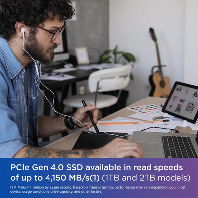 WD Blue SN580 NVMe SSD 2 TB (PCIe Gen4 x4, bis zu 4.150 MB/s Lesen, M.2 2280, nCache 4.0-Technologie) Blau