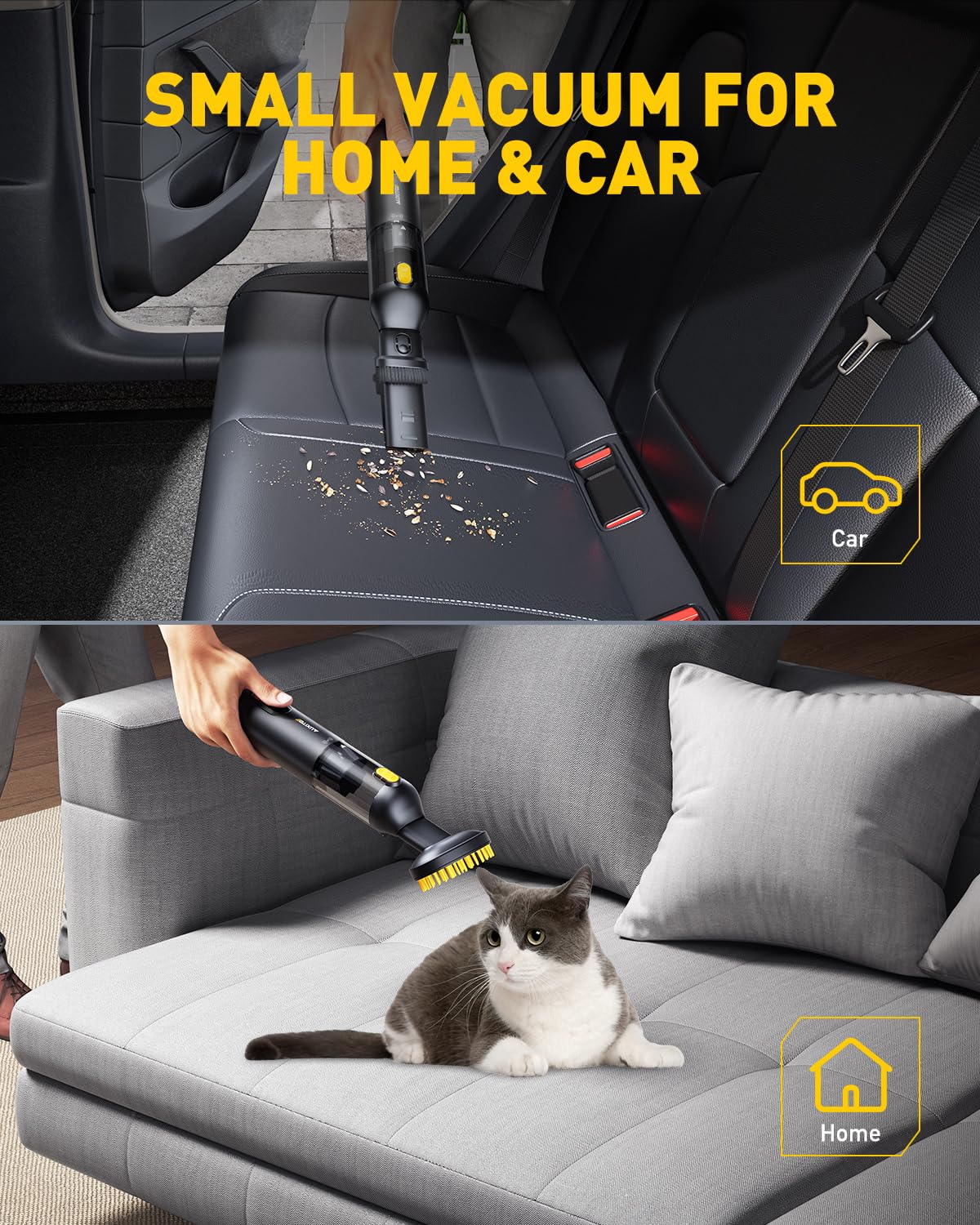 AUXITO Akku-Handstaubsauger, Auto-Staubsauger-Stark 14000Pa, 4 IN 1 Autostaubsauger Handstaubsauger mit Haustier Werkzeug, Mini Staubsauger für Auto, Haus, Büro, Küche,Tierhaar Reinigung