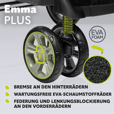 LIONELO Emma Plus Kinderwagen bis zu 15 kg, Kindersportwagen, leicht modern klein Buggy mit Liegeposition, zusammenklappbar, große Räder, großer Korb, Tasche Stone