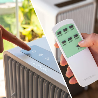 Cecotec - Mobile Klimageräte ForceClima 9450 Style Heating, 9000 BTU, Abdeckungsbereich 25 m2, Fernbedienung, Berührung, LED -Bildschirm, 5 Modi, 2 Geschwindigkeiten, Wärmepumpe, Timer