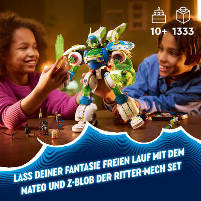 LEGO DREAMZzz 3-in-1 Mateo und Z-Blob der Ritter-Mech, Spielset zum Umbauen für Jungen und Mädchen ab 10 Jahren, Geschenk für Kinder, Fantasy-Set, Roboter in 3 Varianten, Abenteuer-Spielzeug 71485