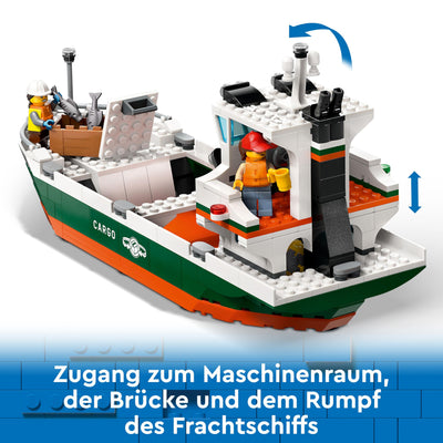 LEGO City Hafen mit Frachtschiff, Bauspielzeug für Jungen und Mädchen ab 8 Jahren, Geschenkidee für Kinder, Containerkran, Schiff-Spielzeug und 8 Minifiguren 60422