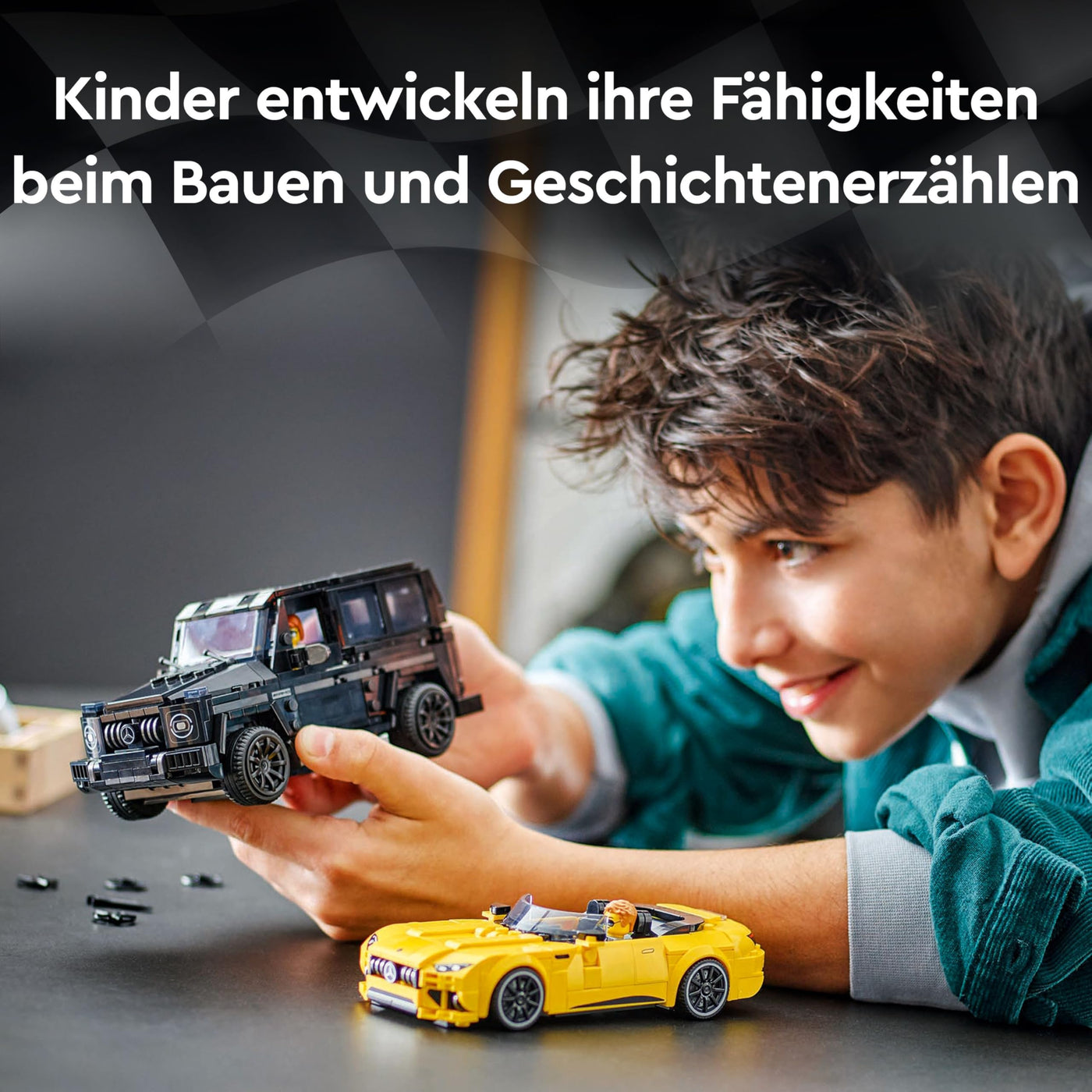LEGO Speed Champions Mercedes-AMG G 63 & Mercedes-AMG SL 63, Bauset mit 2 Spielzeug Autos und 2 Fahrer Minifiguren, Geschenk für Jungen und Mädchen, Modellauto Set, Rennwagen Spielzeug 76924