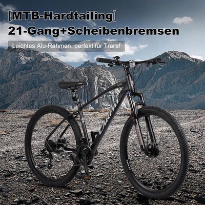 CARPAT SPORT Mountainbike 27,5 Zoll MTB Fahrrad für Herren Damen 21 Gang TZ Tourney Schaltwerk, Kettenschaltung, (Aluminium Rahmen, Mechanische Scheibenbremse), Hardtail Fahrrad