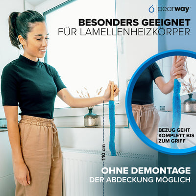 PEARWAY Heizungsbürste inkl. Entlüftungsschlüssel I Die ideale Vorbereitung für die Heizperiode I Heizkörperbürste lang I Heizkörper Reinigungsbürste Heizungsreinigungsbürste I Heizkörper reinigen