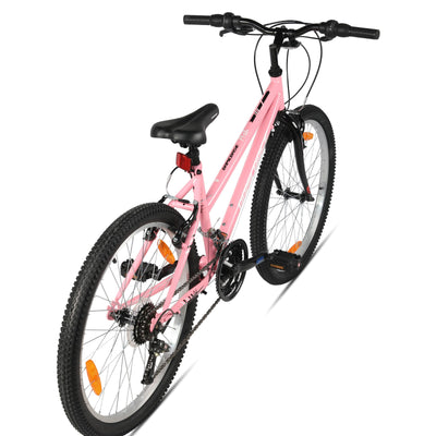 HILAND 26 Zoll Damen Mountainbike, Fahrrad für Mädchen & Frauen, 18-Gang MTB Fahrrad mit V-Bremse vorne & hinten, Robuster Stahlrahmen Mountainbike, Rosa