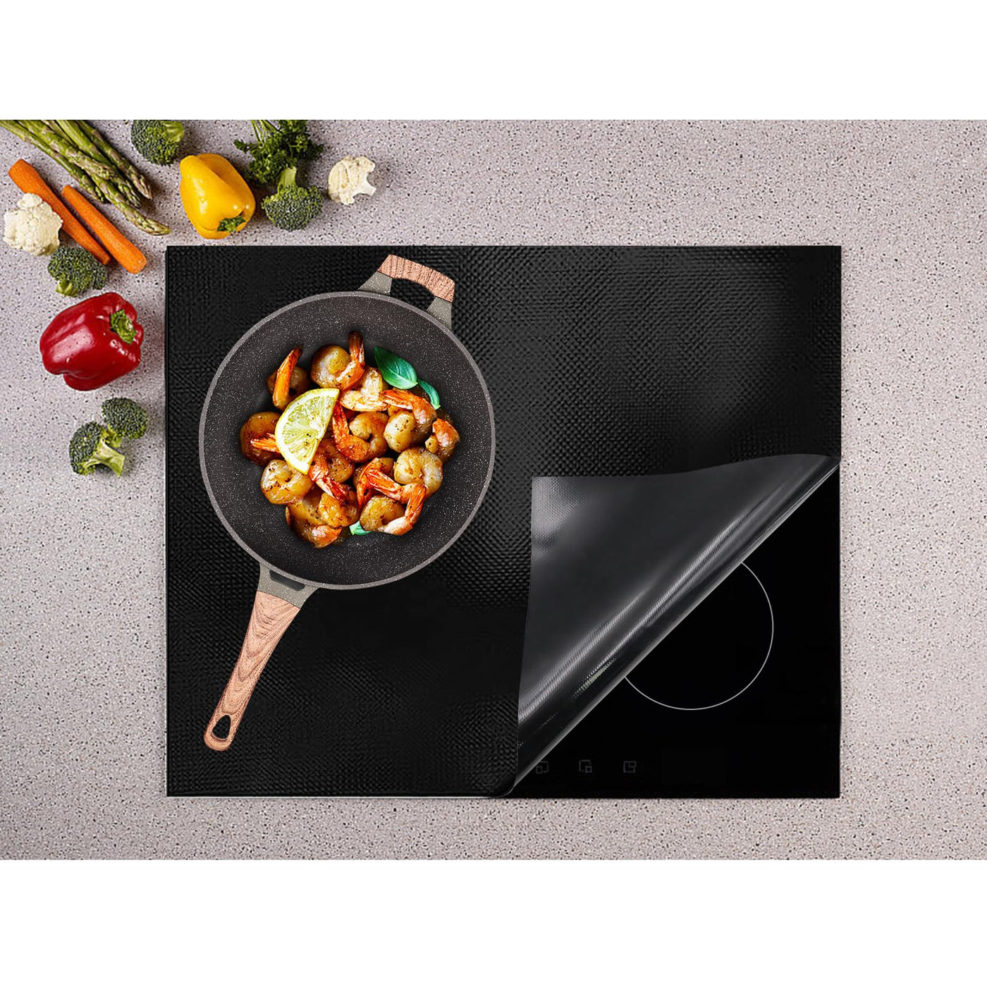 sotode 52x61cm Induktionskochfeld Schutzmatte Große Induction Cooker Silikonmatte Induktion Herdschutz Matte Induktion schutzmatte Wärmeisolierte Pad für Induktionsherd