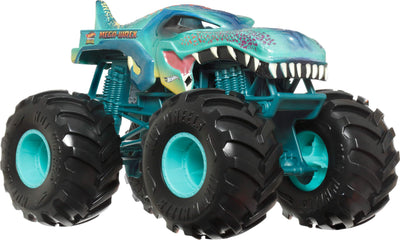Hot Wheels Monster Trucks, Oversized Monster Truck, Die-Cast-Spielzeugtruck im Maßstab 1:24 mit riesigen Rädern und coolen Designs, JDR03