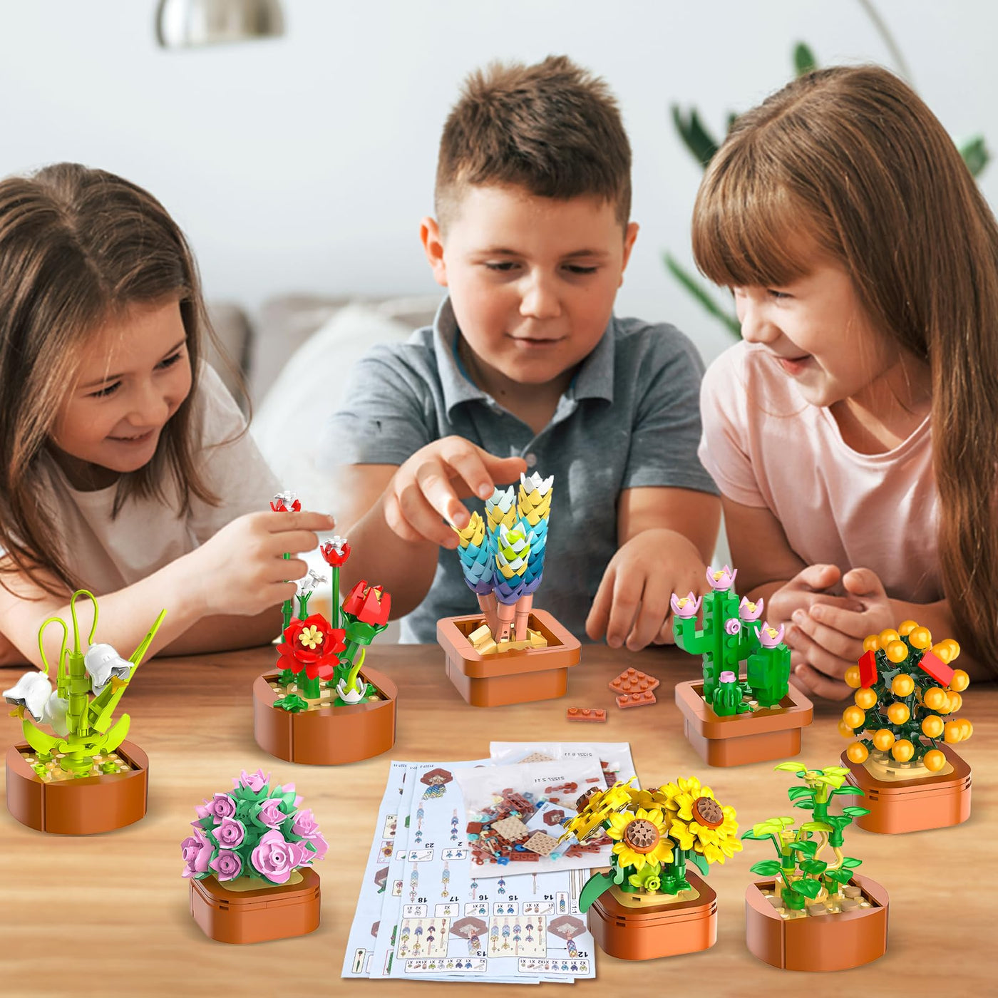 12 Blumen Sukkulenten 3.6MM Mini Bausätze – 1403 Stück Botanisches Set, Büro & Heimdekor, Blumenpflanzen, Bonsai Bausteinspielzeug, kreatives Bauprojekt für Erwachsene, Geschenke für Frauen Kinder 10+