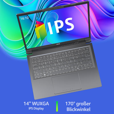 Acer Aspire 14 AI (A14-52M-790K) Laptop, 47 Tops, 14" WUXGA IPS Display, Intel Core Ultra 7 258V, 32 GB RAM, 1 TB SSD, Intel Arc Grafik 140V, Windows 11, QWERTZ Tastatur, grau