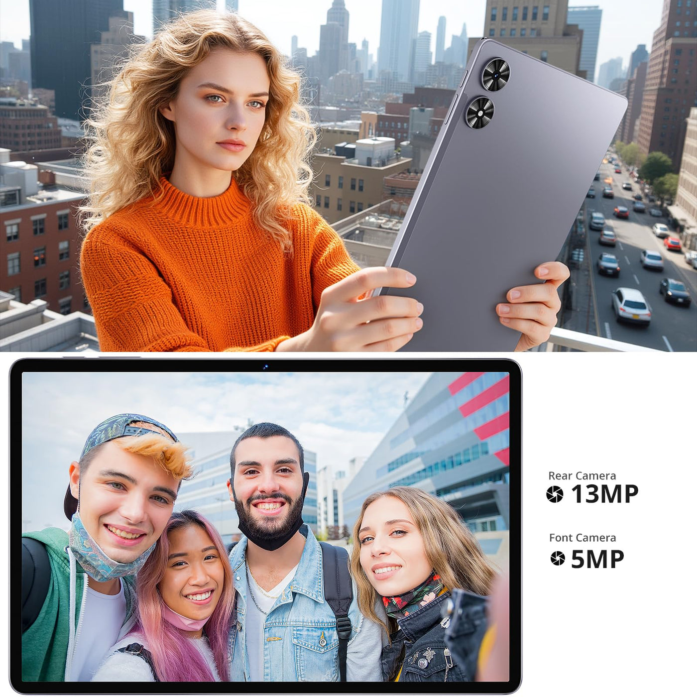 SVITOO Tablet 11 Zoll, Android 15 Tablet 4 GB Arbeitsspeicher + 128GB ROM, T606 Octa-Core, 1280x800 HD, 8000mAh（mit NTC, Widevine L1, 13MP+5MP, 2.4G + 5G WiFi, GPS (Tastatur-Set)