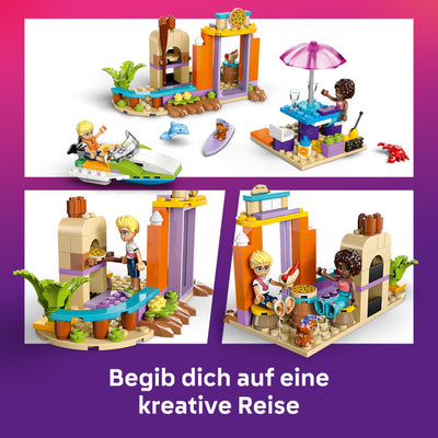 LEGO Friends Kreativer Reisekoffer, Bauspielzeug, BAU- und Spielset für Rollenspiele, Geschenk für Mädchen ab 5 Jahren, 2 Minifiguren der Charaktere, Tierfiguren, 1 Hund und 1 Delfin 42672
