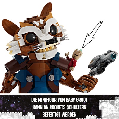 LEGO Marvel Rocket & Baby Groot, baubares Superhelden-Spielzeug für Kinder aus Marvel Studios' Guardians of The Galaxy, Figur für Rollenspiele, Geschenk für Jungs und Mädchen ab 10 Jahren 76282