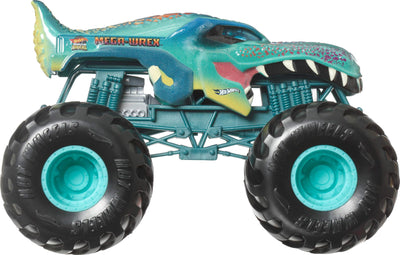Hot Wheels Monster Trucks, Oversized Monster Truck, Die-Cast-Spielzeugtruck im Maßstab 1:24 mit riesigen Rädern und coolen Designs, JDR03