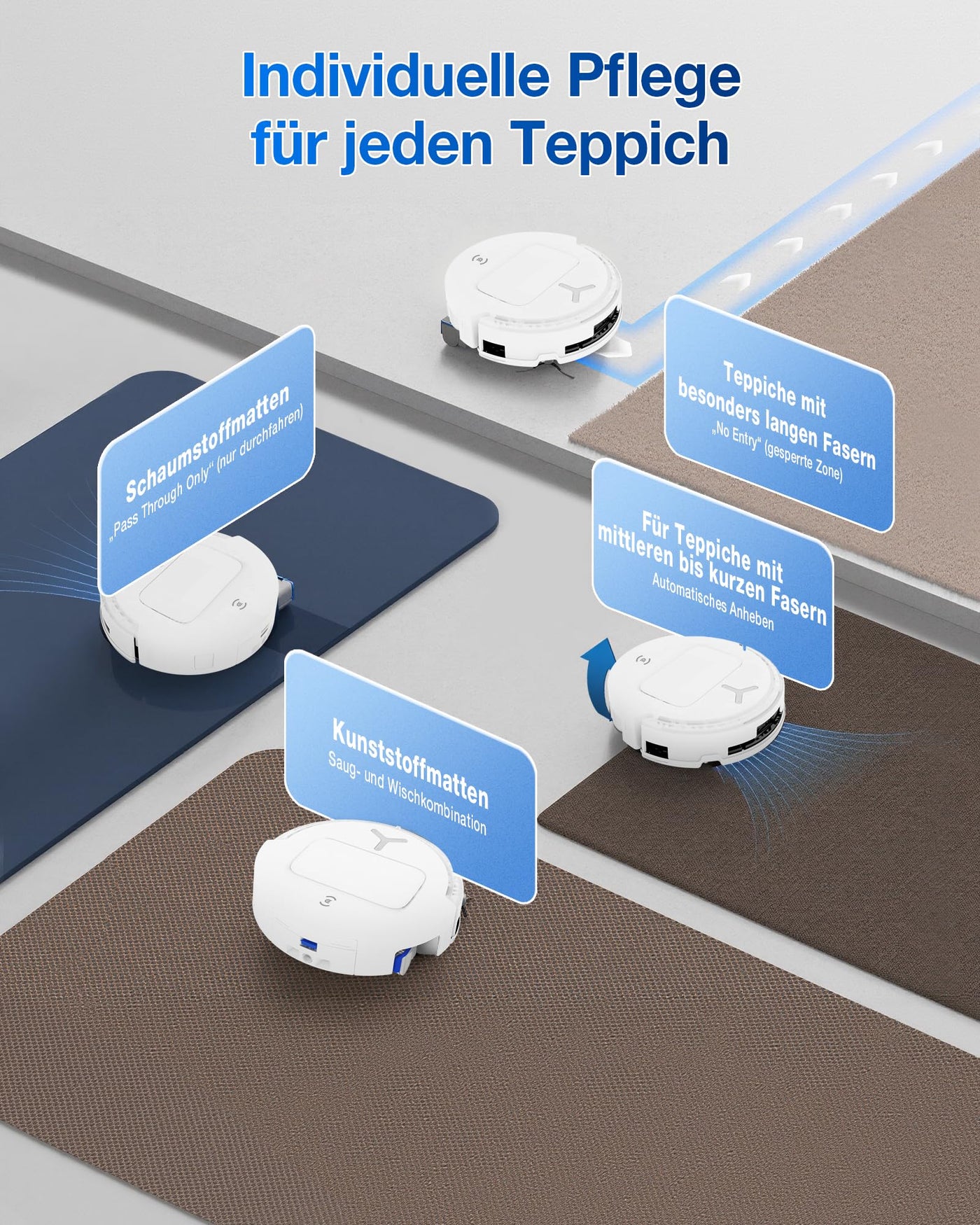 ECOVACS DEEBOT T80 OMNI Saugroboter mit Wischfunktion, 18.000 Pa, OZMO ROLLER Wischwalze mit kontinuierlicher Frischwasser-Selbstreinigung, ZeroTangle 3.0, Moppwäsche mit 40-75℃ heißem Wasser, Weiß