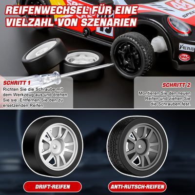 BuzzoXerex RC Drift Car, 1:22 Drift Auto Ferngesteuert, 4WD Mini RC Car, Tabletop Drift Ferngesteuertes Auto mit LED-Leuchten, 15km/h, Spielzeugauto mit Spielzeugauto für Kinder ab 6 Jahre (Rot)