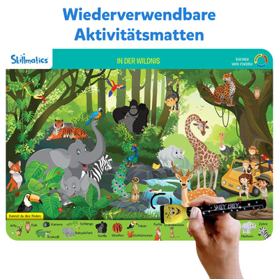 Skillmatics Lernspiel - Suchen und Finden, Geschenke und Vorschullernen für Kinder 3-6 Jahre, Wiederverwendbare Aktivitätsmatten mit 2 Stiften