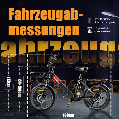 KAISDA E Bike Elektrofahrrad E-Bike mit 36V20.8Ah Abnehmbarer Akku,All-Terrain Ebike,mit 20 Zoll Fat Tire,7-Gang,LCD-Display Faltbares Elektrofahrrad für Lange Reichweite bis 90KM