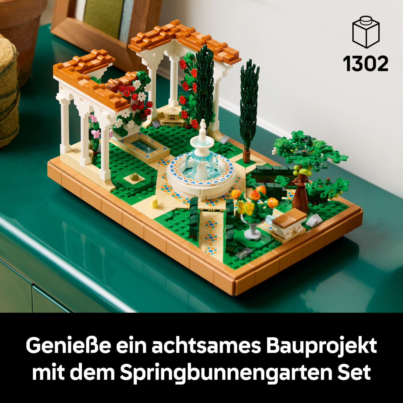 LEGO Icons Springbrunnengarten - Miniatur Bauset für Erwachsene mit Laubengängen, Zypressen, Bäumen, Weinreben, Blumen - Kreative Geschenkidee zum Geburtstag, Einweihung für Frauen, Männer - 10359